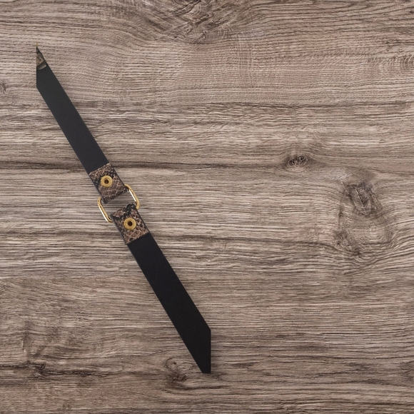 Python Belt Womens Size Medium Beige Snake Vegan Leather Embossed Fashion Slim40 - Picture 5 of 10